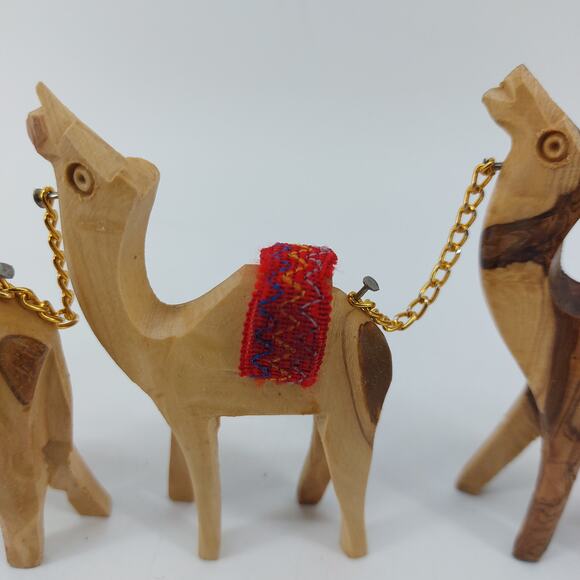 Nativity Donkey Camels Olive Wood Holy Land Figures Carved - Picture 8 of 16